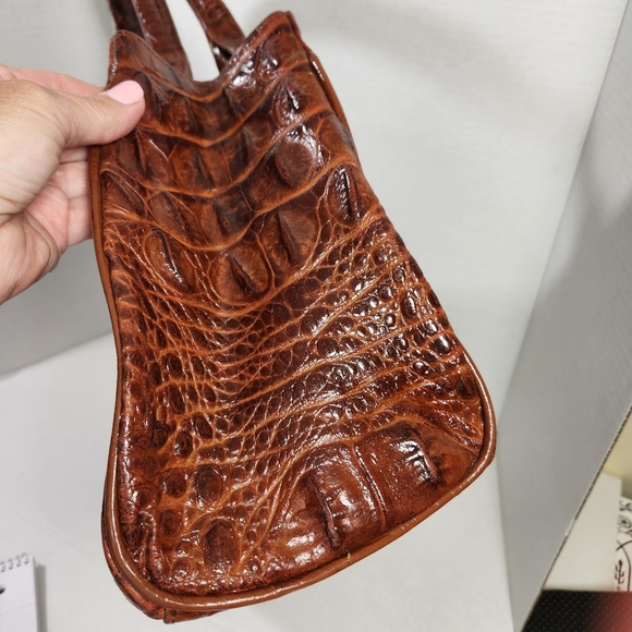 Veari hornback authentic crocodile leather xl tote bag purse carmel brown euc! - Picture 6 of 16